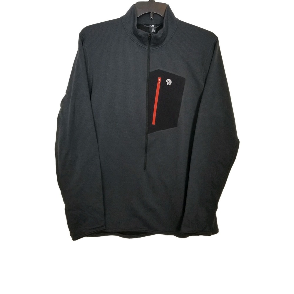 Mountain Hardware Men Zip Front Sweatshirt Sz XL Gray Waffle Knit Outdoor Hiking